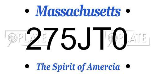 275JT0 Massachusetts License Plate