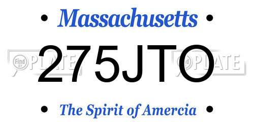 275JTO Massachusetts License Plate