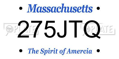 275JTQ Massachusetts License Plate