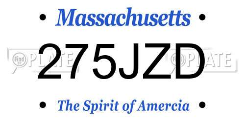 275JZD Massachusetts License Plate