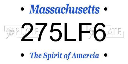 275LF6 Massachusetts License Plate