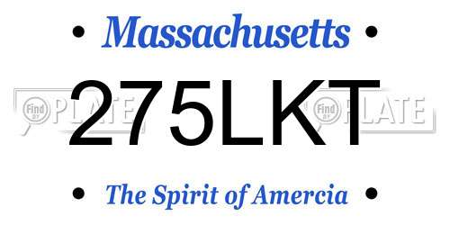 275LKT Massachusetts License Plate