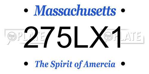 275LX1 Massachusetts License Plate