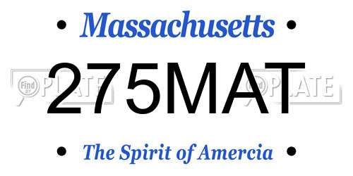 275MAT Massachusetts License Plate