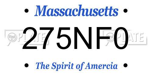 275NF0 Massachusetts License Plate