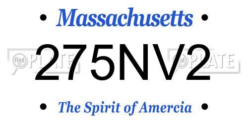 275NV2 Massachusetts License Plate