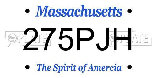 275PJH Massachusetts License Plate