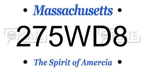 275WD8 Massachusetts License Plate