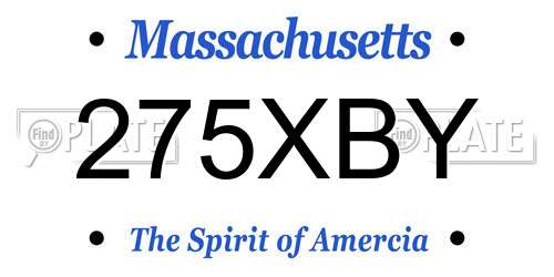 275XBY Massachusetts License Plate