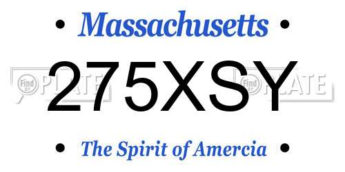 275XSY Massachusetts License Plate