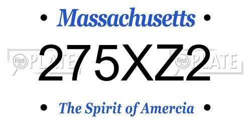 275XZ2 Massachusetts License Plate