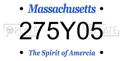 275Y05 Massachusetts License Plate