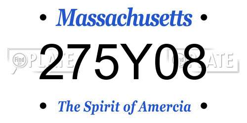 275Y08 Massachusetts License Plate