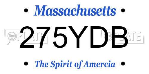 275YDB Massachusetts License Plate