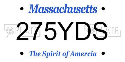 275YDS Massachusetts License Plate
