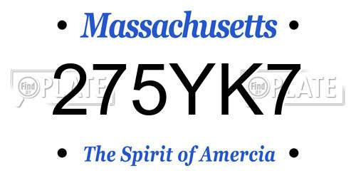 275YK7 Massachusetts License Plate