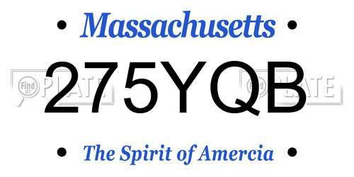 275YQB Massachusetts License Plate
