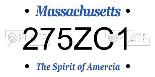 275ZC1 Massachusetts License Plate
