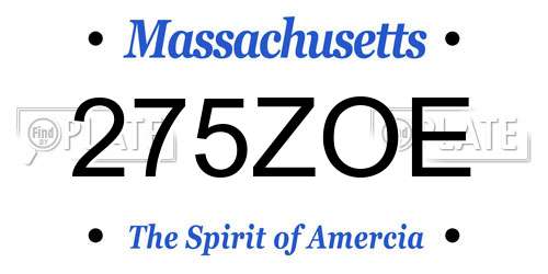 275ZOE Massachusetts License Plate