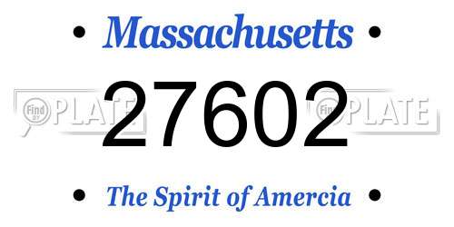 27602 Massachusetts License Plate