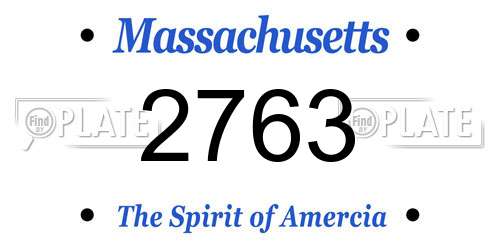 2763 Massachusetts License Plate