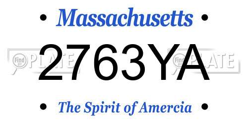2763YA Massachusetts License Plate