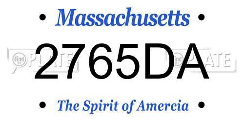 2765DA Massachusetts License Plate