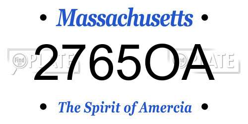 2765OA Massachusetts License Plate