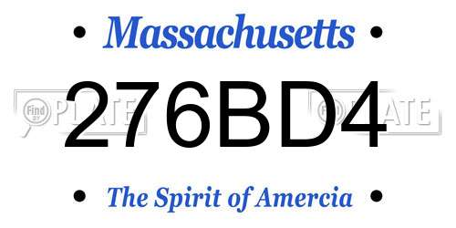276BD4 Massachusetts License Plate
