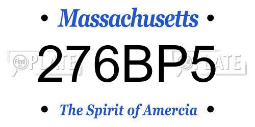 276BP5 Massachusetts License Plate