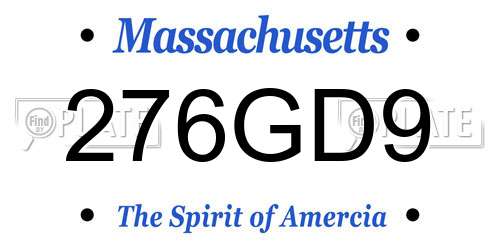 276GD9 Massachusetts License Plate