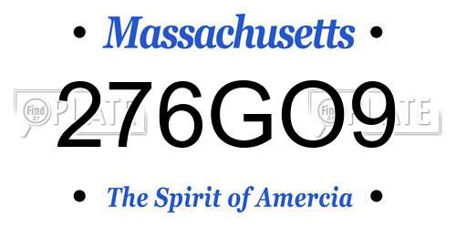 276GO9 Massachusetts License Plate