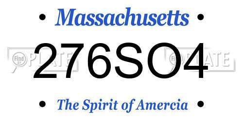 276SO4 Massachusetts License Plate