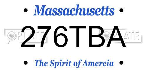 276TBA Massachusetts License Plate