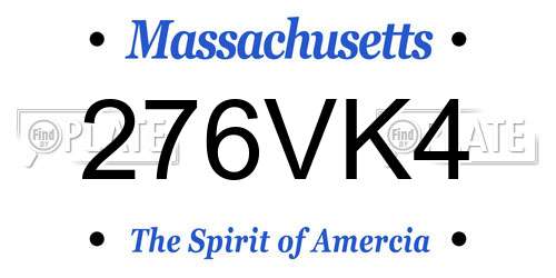 276VK4 Massachusetts License Plate