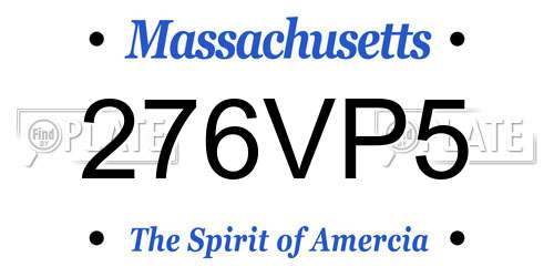 276VP5 Massachusetts License Plate