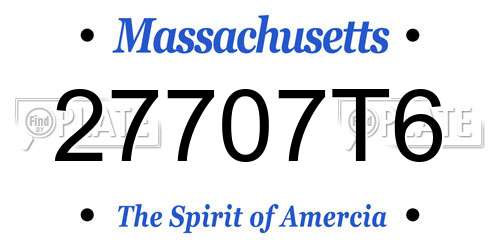 27707T6 Massachusetts License Plate