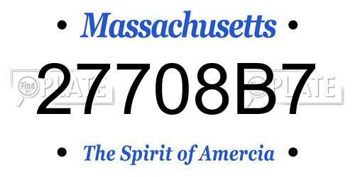 27708B7 Massachusetts License Plate