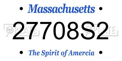 27708S2 Massachusetts License Plate
