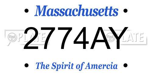 2774AY Massachusetts License Plate