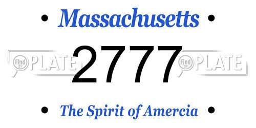 2777 Massachusetts License Plate