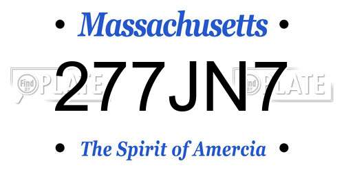 277JN7 Massachusetts License Plate