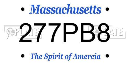 277PB8 Massachusetts License Plate