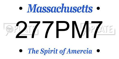 277PM7 Massachusetts License Plate