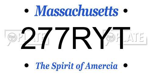 277RYT Massachusetts License Plate