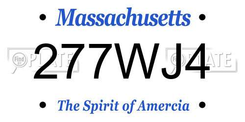 277WJ4 Massachusetts License Plate