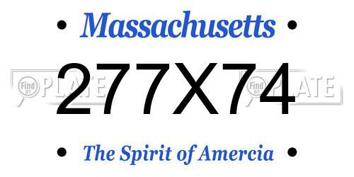 277X74 Massachusetts License Plate