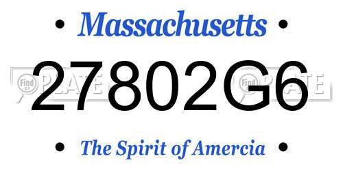 27802G6 Massachusetts License Plate