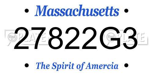 27822G3 Massachusetts License Plate