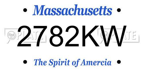 2782KW Massachusetts License Plate